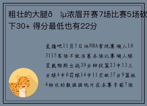粗壮的大腿🦵浓眉开赛7场比赛5场砍下30+ 得分最低也有22分
